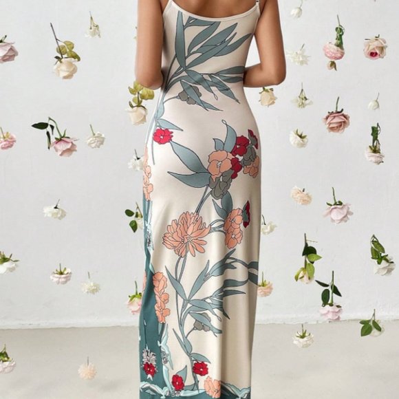 Boho Dress, Floral Print Cami Dress, Floral dress, long dress for women - Picture 2 of 4